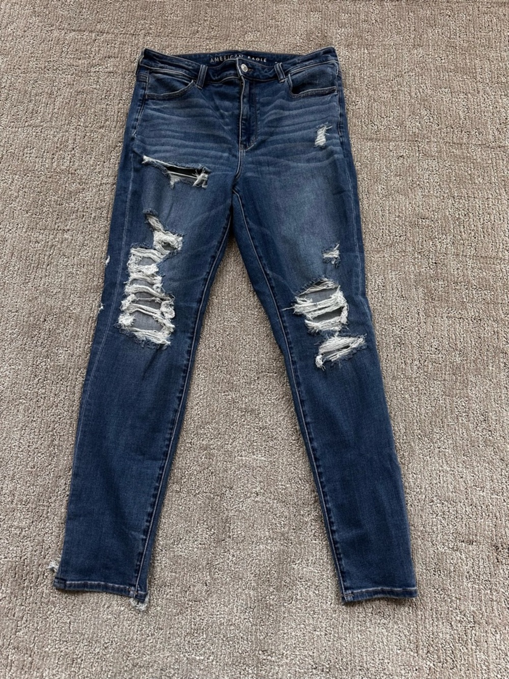 American Eagle Outfitters Dark Blue Ripped Skinny Jeans